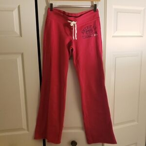 Y2K AE Pink Flare Lowrise Sweatpants with Drawstring and Logo
